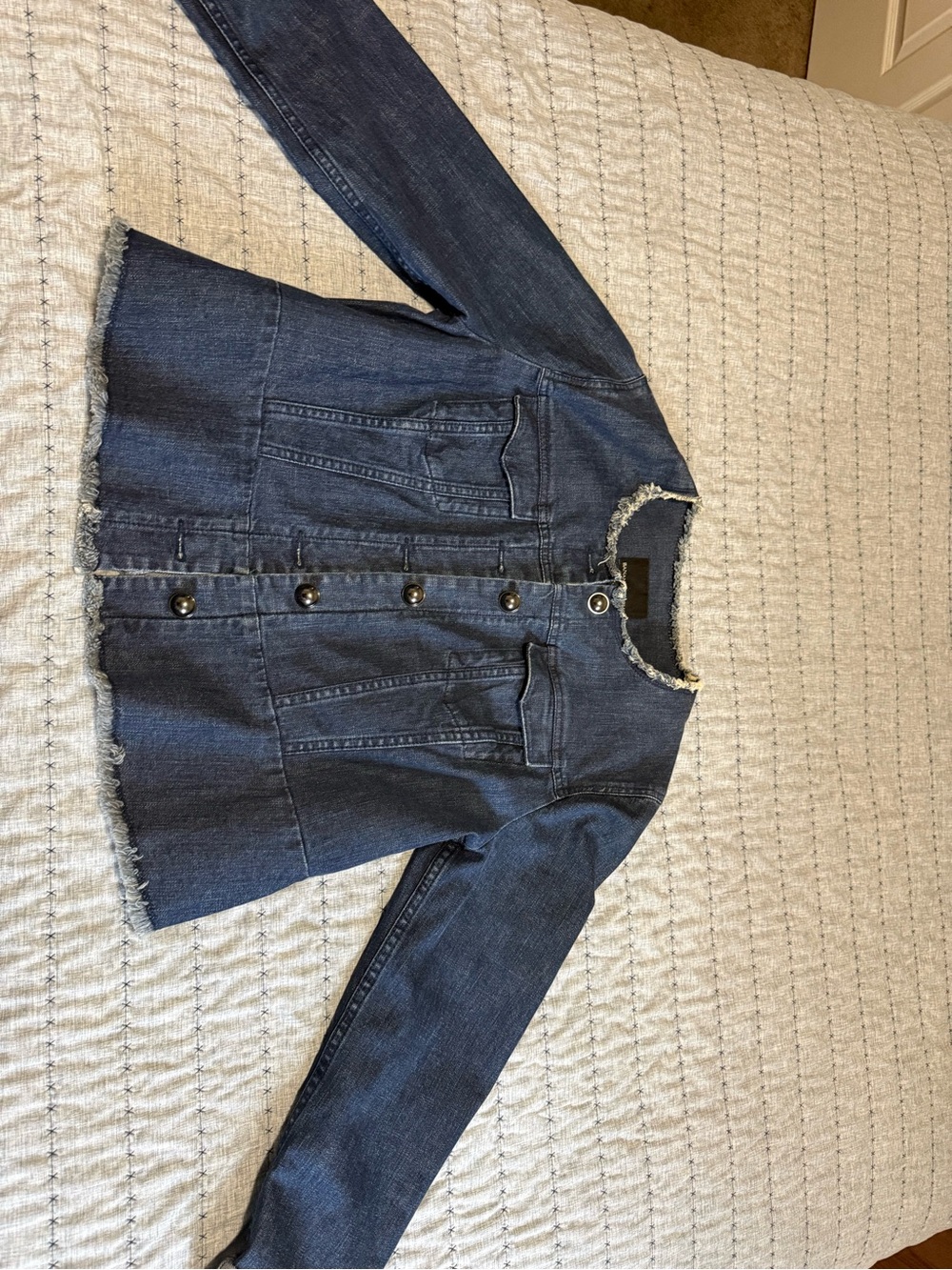 Banana Republic Dark Blue Denim Jacket with Frayed Edges
